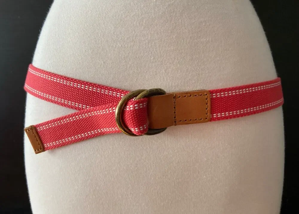 GAP Coral Red Fabric Belt w/Leather Trim Womens sz M